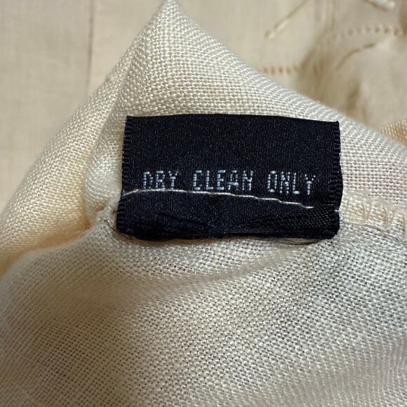 Metafuori Men's 100%Linen Light Yellow Embroidered Button Down Shirt Size Large - Picture 9 of 14